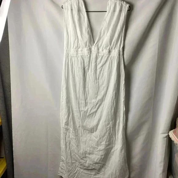 MONA SOL WO SIZE MEDIUM WHIT LOND BEACH COVER  UP / DRESS 100% COTTON SIDE SLITS - Picture 9 of 11